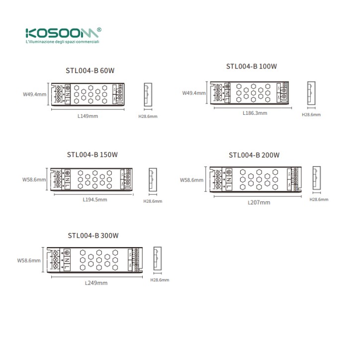 Fuente de Alimentación 60W PF0.5 IP20 24V Potente Fiable para Tiras LED - STL004-SA01-Kosoom-Fuente Alimentación LED