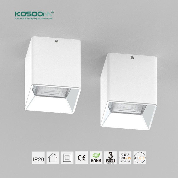 Downlight LED Cuadrado Blanco 10W 3000K 830lm Superficie 60° D1101 CDL002-S - Kosoom-Downlight LED-Estándar Downlights