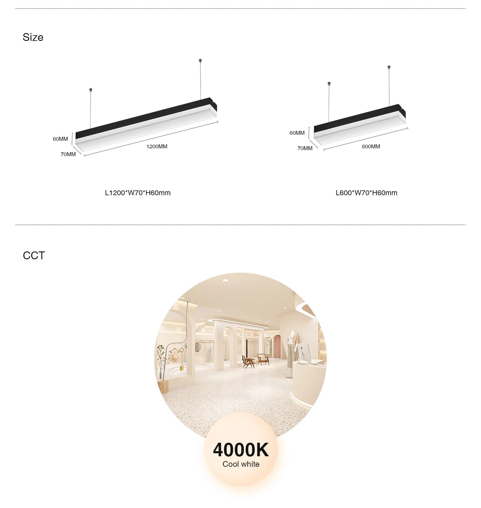 LED Lineal Lámpara Blanco 30W 4000K 3900LM MLL004-A L0403B -KOSOOM-Blanco Lámpara Lineal LED--12