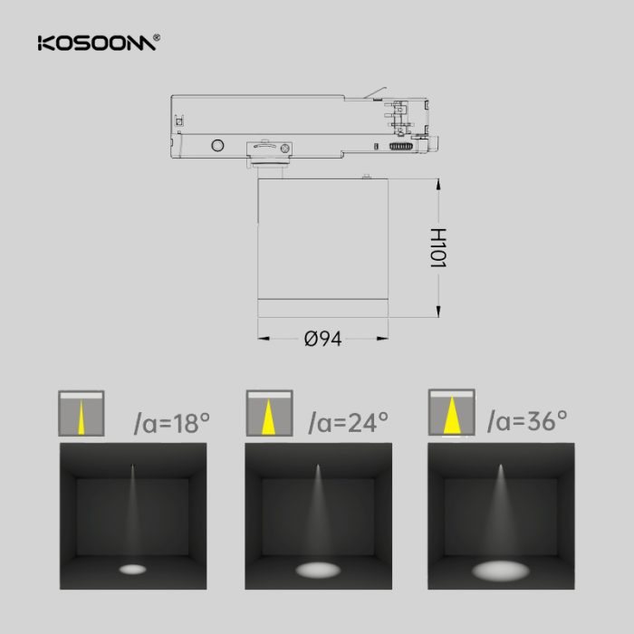 30W 2500LM Led Track Lights 2700-5000K Dirección seleccionable ajustable para Gallery Retail Kitchen TLSC030-Kosoom-Focos de Carril-Garantía 5 años