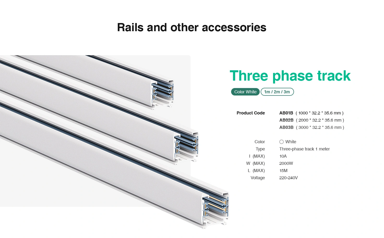 Perfil Accesorios Carril Trifásico para Track Lighting LED 1000mm Negro TRA001-AB01N Kosoom-Perfil--02