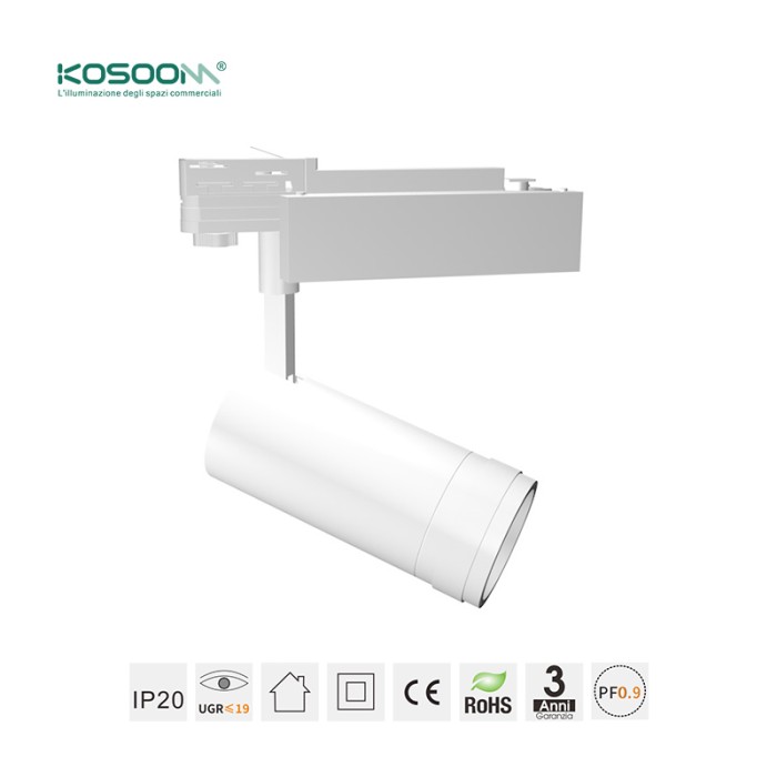 Luz LED de Carril de Foco Ajustable 3000K 30W Ángulo de Haz Ajustable 20˚-60˚ Iluminación de Riel TRL011-T1101B - Kosoom-Focos de Carril