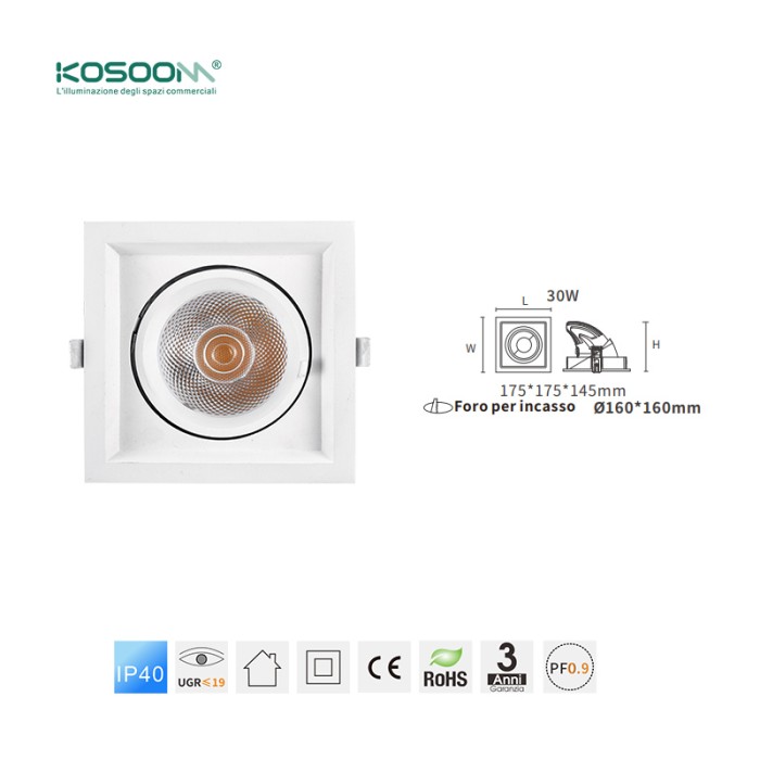 Fabricante 30W 3000K 2350LM C0413 Downlights LED CSL004-A KOSOOM-Downlight LED-Estándar Downlights