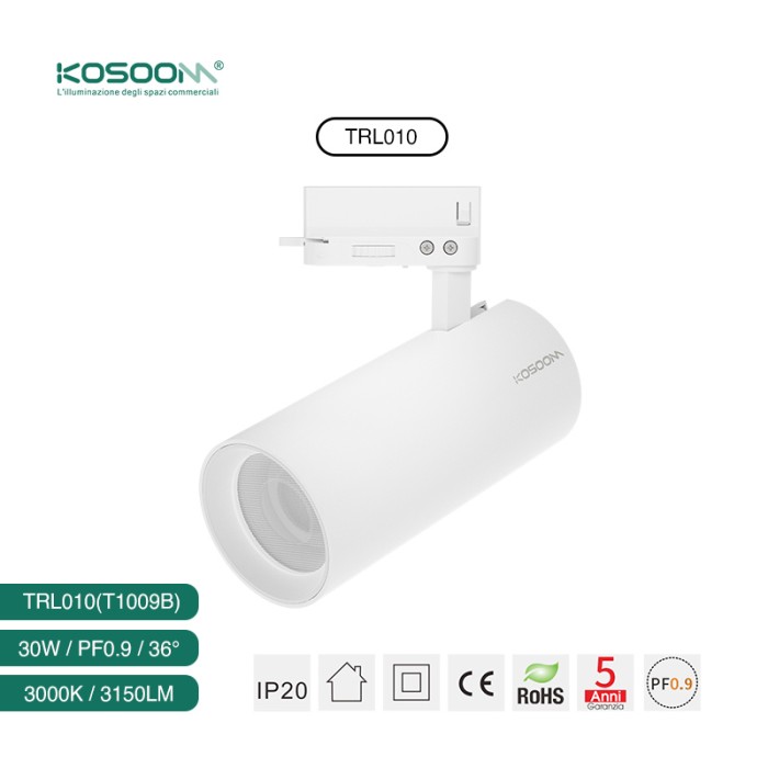 Spotlight Foco en Carril Iluminación de Riel LED Blanco Directos de Fábrica 3000K 30W 3150LM Ángulo de haz 36˚ TRL010-T1009B- Kosoom-Focos de Carril