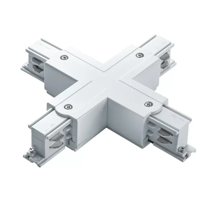 Conector Unión X Alimentación Carril Trifásico Blanco Empalmador Cuadrado de Cuatro Vías para Foco de Carril TRA001-AX01B Kosoom-Accesorios--AX01B