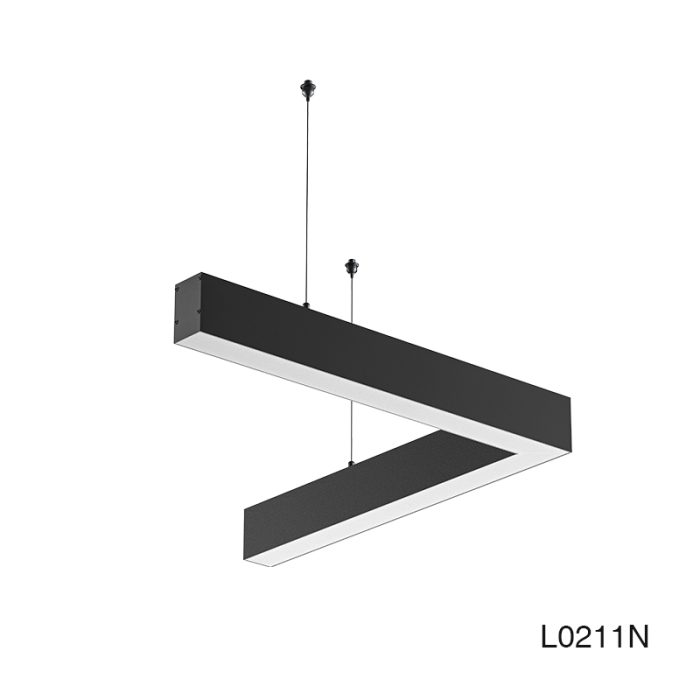 Negro Lámpara Lineal Colgante LED de Techo Forma L 40W/4000K/4700LM Ángulo del haz 110˚  -KOSOOM-Lámparas de Techo--L0211N