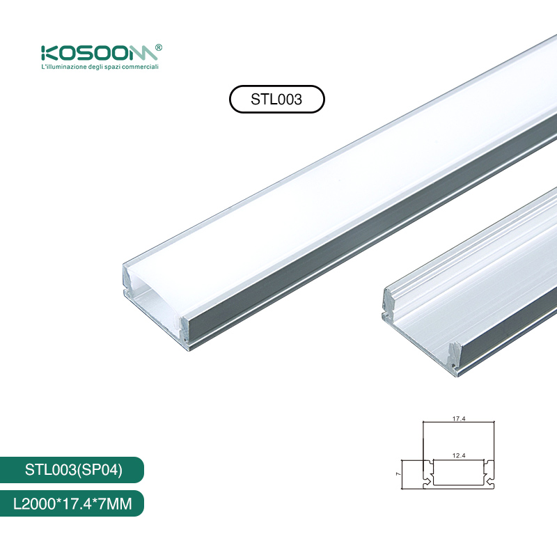 Perfil de Aluminio para Tiras LED Flexible con Cubiertas y Tapas Comprimidas - SP04 STL003 Kosoom-Perfil