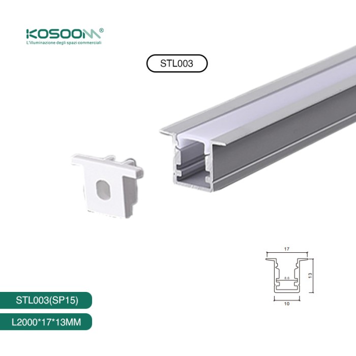 Perfiles de Aluminio Empotrables para Tiras LED para una Mejor Iluminación LED - SP15 STL003 Kosoom-Perfil