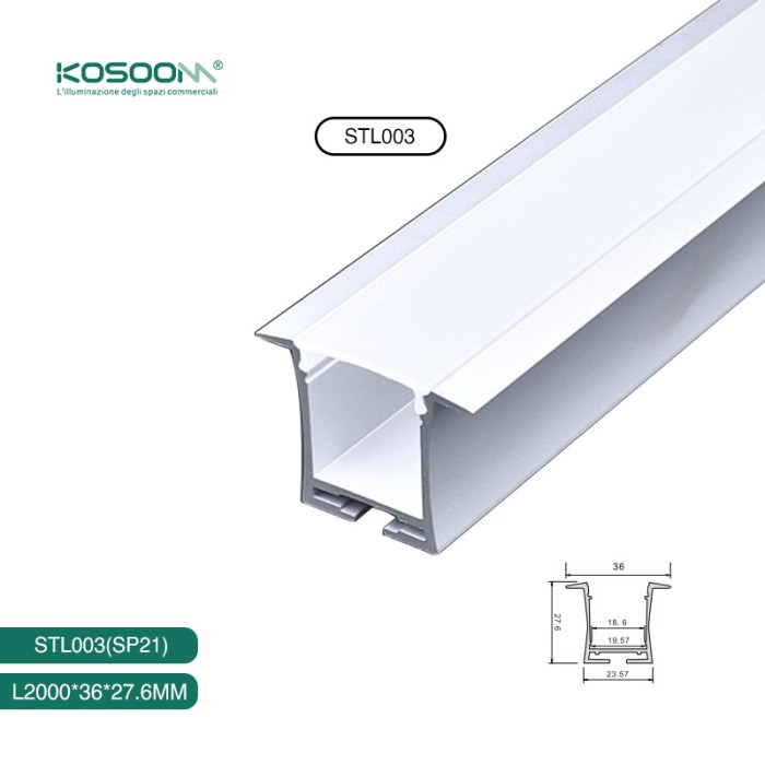 Perfiles de Aluminio Empotrables para Tiras LED Profesional para una Iluminación LED Excepcional - SP21 STL003 Kosoom-Perfil