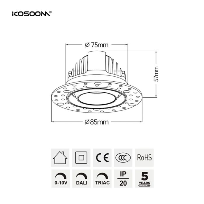 Foco de interior regulable de alta calidad 12W 900LM Ángulo de haz 120° STKTD12- kosoom-Focos LED