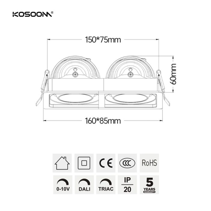 Focos empotrables LED de alta calidad CRI 80+ personalizados Diseño único de satélite Ángulo de haz 120° 12*2W 900*2LM STKS2D12-Kosoom-Focos LED